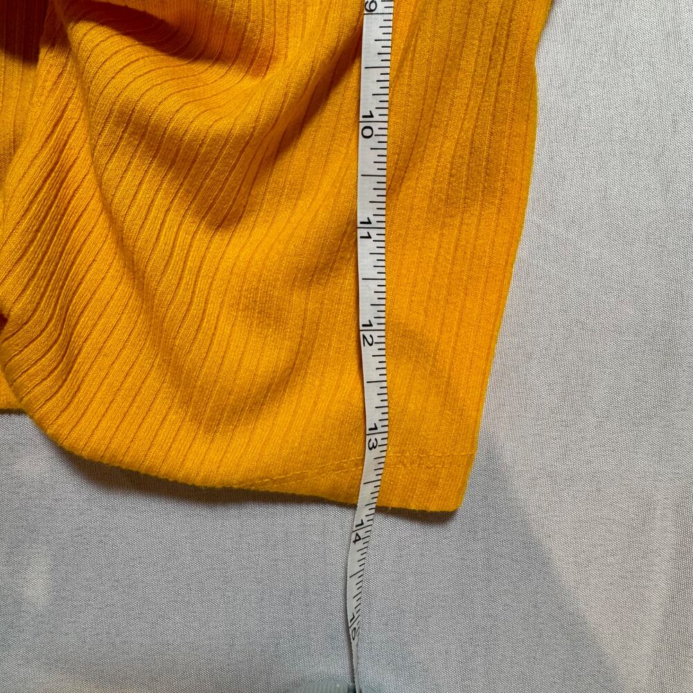 Urban Outfitters Mustard Yellow Ribbed Tie-Front Crop Top Women's Small Festival - Picture 12 of 14